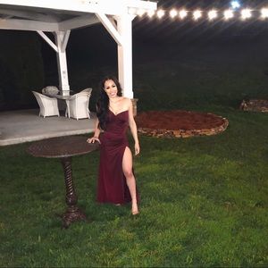 Oh Polly One Shoulder Thigh Split Maxi Dress